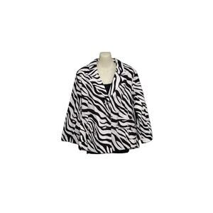 Joan Rivers Zebra‎ Stripe Unlined Jacket with Pockets, Blk/Wht, Sz XL